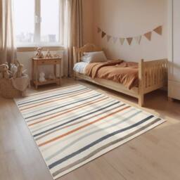 THE RUGS Adventures Kids Rug Linnea Cream Multicolour Kids Bedroom Rug Striped - Size: 120 cm x 170 cm - thumbnail 3