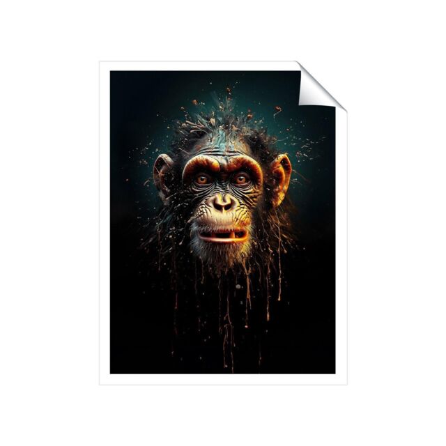 "Warren Reed - Designer Splashart Monkey Face Unframed Art Print - Size: W24"" x H36""" - image 1
