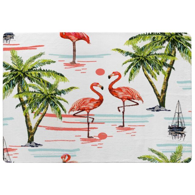 Benjamin Tate Design Flamingo & Palm Trees Designer Rug in Natural - Size: Large - image 1