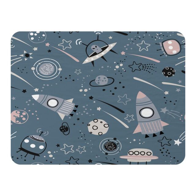 Benjamin Tate Design Spaceships & Planets With Stars Blanket in Natural - Size: 120 cm x 150 cm - image 1