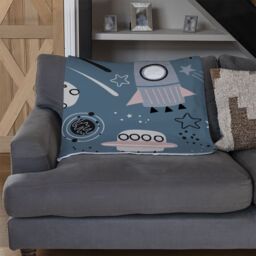 Benjamin Tate Design Spaceships & Planets With Stars Blanket in Natural - Size: 120 cm x 150 cm - thumbnail 2