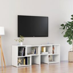 Berkfield Home TV Cabinet High Gloss White 104x30x52 cm Engineered Wood - Size: 104 x 30 x 52 cm - thumbnail 1