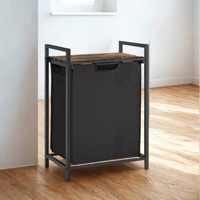 Pirlo Plush Industrial 65L Laundry Basket With Shelf in Black - image 1