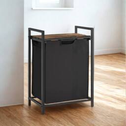 Pirlo Plush Industrial 65L Laundry Basket With Shelf in Black - thumbnail 2