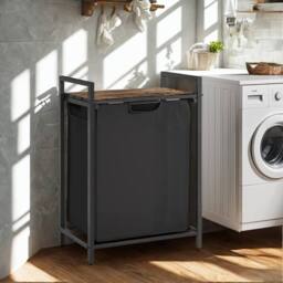 Pirlo Plush Industrial 65L Laundry Basket With Shelf in Black - thumbnail 4