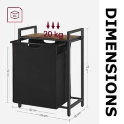 Pirlo Plush Industrial 65L Laundry Basket With Shelf in Black - thumbnail 5
