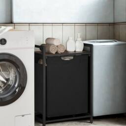 Pirlo Plush Industrial 65L Laundry Basket With Shelf in Black - thumbnail 3