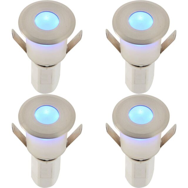 Loops 4 PACK Recessed Decking IP67 Guide Light - 1.2W Blue Light LED - Satin Nickel in Metallics - image 1