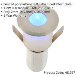Loops 4 PACK Recessed Decking IP67 Guide Light - 1.2W Blue Light LED - Satin Nickel in Metallics - thumbnail 2