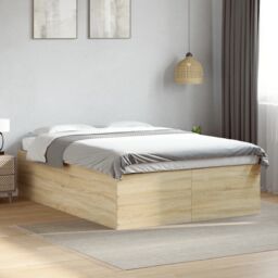 Berkfield Home Bed Frame without Mattress Sonoma Oak 120x200 cm in Brown - Size: Small Double - thumbnail 1