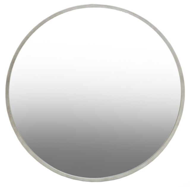 Orsina Large Antique Silver Round Wall Mirror, Decorative Mirror With Metallic Frame, 100cm Round Statement Mirror - image 1