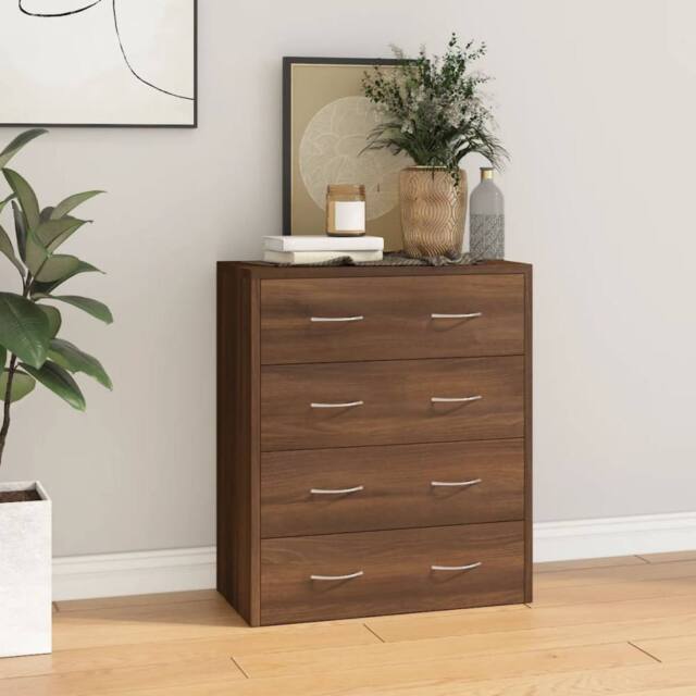 Berkfield Home Sideboard with 4 Drawers 60x30.5x71 cm Brown Oak - image 1