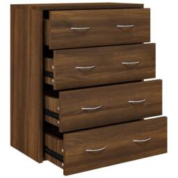 Berkfield Home Sideboard with 4 Drawers 60x30.5x71 cm Brown Oak - thumbnail 2