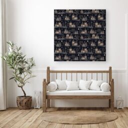 "Warren Reed - Designer Spooky Haunted Houses Canvas in Grey - Size: W30"" x H30""" - thumbnail 3