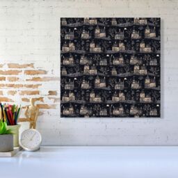 "Warren Reed - Designer Spooky Haunted Houses Canvas in Grey - Size: W30"" x H30""" - thumbnail 2