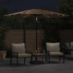 Berkfield Home Comfortable Garden Parasol with LEDs & Steel Pole Brown 268x268 - thumbnail 1