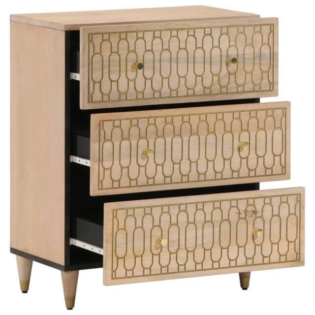 Berkfield Home Side Cabinets 2 pcs 60x33x75 cm Solid Wood Mango in Light Beige - Size: 60 x 33 x 75 cm - image 1