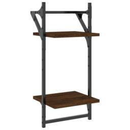 Berkfield Home 2-Tier Wall Shelves with Bars 2 pcs Brown Oak 30x25x65 cm - Size: 30 x 25 x 65 cm - thumbnail 4