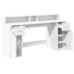 Berkfield Home Soft Desk with LED Lights White 160x55x91 cm Engineered Wood - Size: 160 x 55 x 91 cm - thumbnail 9