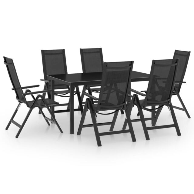 Berkfield Home 7 Piece Garden Dining Set Aluminium Anthracite in Black - image 1