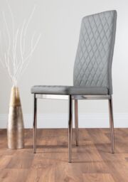 FurnitureboxUK Carson White Marble Effect Dining Table & 6 Milan Chrome Leg Chairs in Grey - thumbnail 9