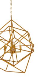 Orsina Brass Finish Four Bulb Pendant Light, Modern Cube Frame Hanging Light, Minimalist Luxe Lighting Fixture in Gold - thumbnail 4
