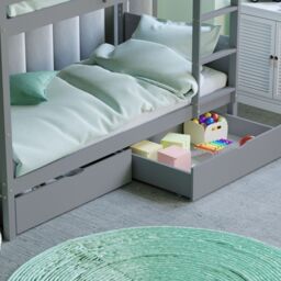 Home Discount Junior Vida Gemini Detachable Bunk Bed & Libra Wooden Underbed Drawers in Grey - Size: Single - thumbnail 3
