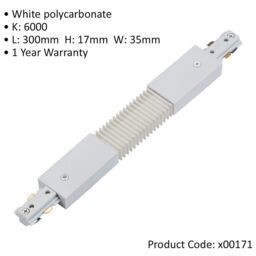 Loops Commercial Track Light Flexible Connector - 300mm Length - White Pc Rail System - thumbnail 2