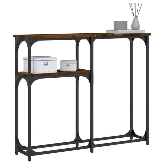 Berkfield Home Decorative Console Table Smoked Oak 90x22.5x75 cm Engineered Wood in Brown - image 1