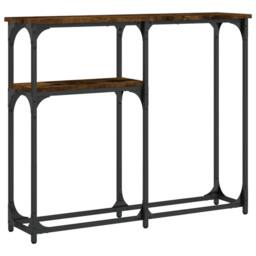 Berkfield Home Decorative Console Table Smoked Oak 90x22.5x75 cm Engineered Wood in Brown - thumbnail 3