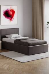 HD Designs Lisbon Single Ottoman Faux Leather Bed Frame UKFR Fabric in Brown - thumbnail 1