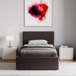 HD Designs Lisbon Single Ottoman Faux Leather Bed Frame UKFR Fabric in Brown - thumbnail 9