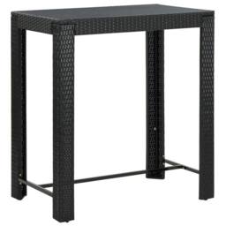 Berkfield Home 5 Piece Garden Bar Set Black Poly Rattan&Solid Wood Acacia - thumbnail 5