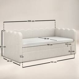 Flair Esme Cloud Fabric Day Bed with Trundle in Beige - Size: Single - thumbnail 6
