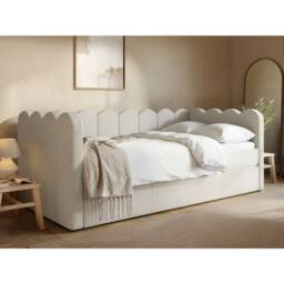 Flair Esme Cloud Fabric Day Bed with Trundle in Beige - Size: Single - thumbnail 1