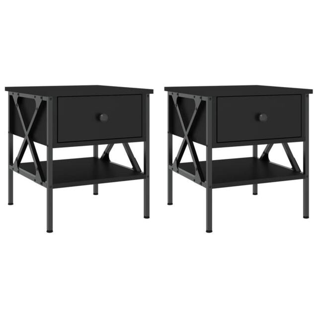 Berkfield Home Bedside Tables 2 pcs Black 40x42x45 cm Engineered Wood - Size: 40 x 42 x 45 cm - image 1