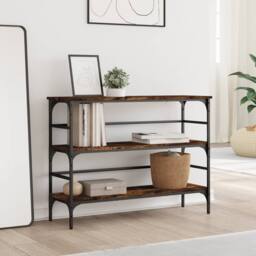Berkfield Home Console Table Smoked Oak 100x32x75 cm Engineered Wood in Brown - Size: 100 x 32 x 75 cm - thumbnail 3