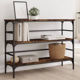 Berkfield Home Console Table Smoked Oak 100x32x75 cm Engineered Wood in Brown - Size: 100 x 32 x 75 cm - thumbnail 2
