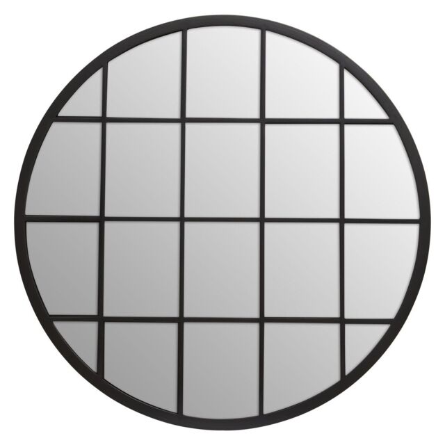 Orsina Descartes Round Metal Wall Mirror in Black - image 1