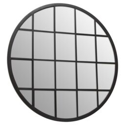 Orsina Descartes Round Metal Wall Mirror in Black - thumbnail 2