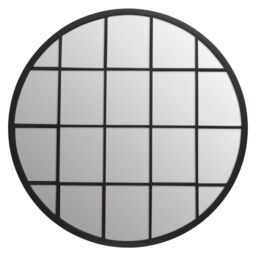 Orsina Descartes Round Metal Wall Mirror in Black