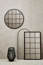 Orsina Descartes Round Metal Wall Mirror in Black - thumbnail 4