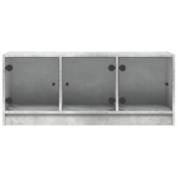 Berkfield Home TV Cabinet with Glass Doors Concrete Grey 102x37x42 cm - Size: 102 x 37 x 42 cm - thumbnail 6