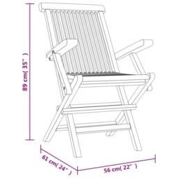 Berkfield Home Folding Garden Chairs 4 pcs Grey 56x61x89 cm Solid Wood Teak - Size: 56 x 61 x 89 cm - thumbnail 5