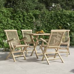 Berkfield Home Folding Garden Chairs 4 pcs Grey 56x61x89 cm Solid Wood Teak - Size: 56 x 61 x 89 cm - thumbnail 1