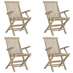 Berkfield Home Folding Garden Chairs 4 pcs Grey 56x61x89 cm Solid Wood Teak - Size: 56 x 61 x 89 cm - thumbnail 2