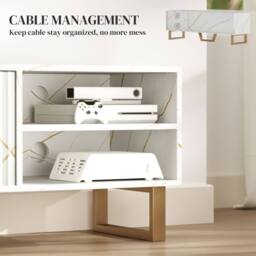 Wyld Haus Veriri 140cm White Marble Effect TV Unit Fluted Doors & Gold Accents - thumbnail 7