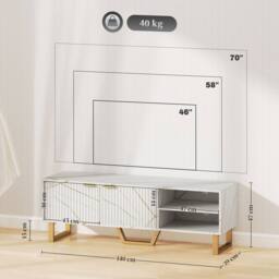 Wyld Haus Veriri 140cm White Marble Effect TV Unit Fluted Doors & Gold Accents - thumbnail 4