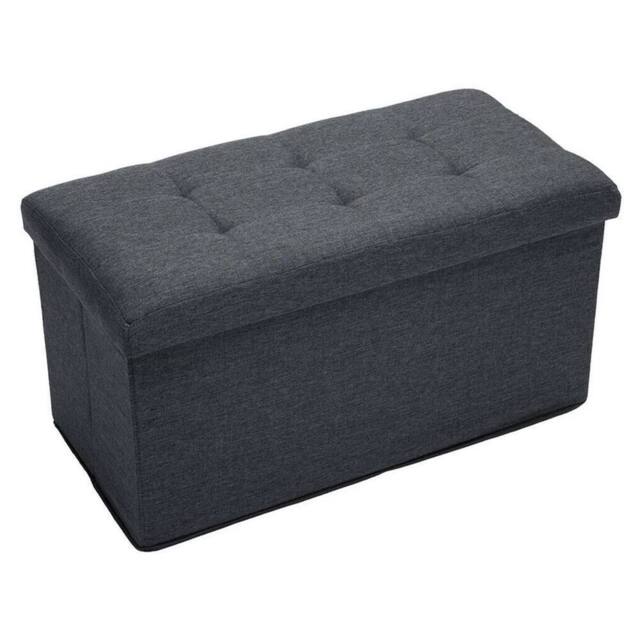 KORVIXA Dark Grey 76*38*38cm Extra Large Ottoman Storage Seat Stool - Size: 100 cm - image 1