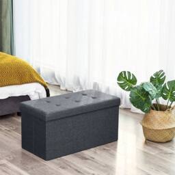 KORVIXA Dark Grey 76*38*38cm Extra Large Ottoman Storage Seat Stool - Size: 100 cm - thumbnail 4